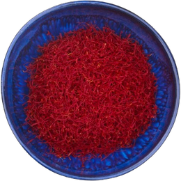 A bowl of freshly separated red saffron threads